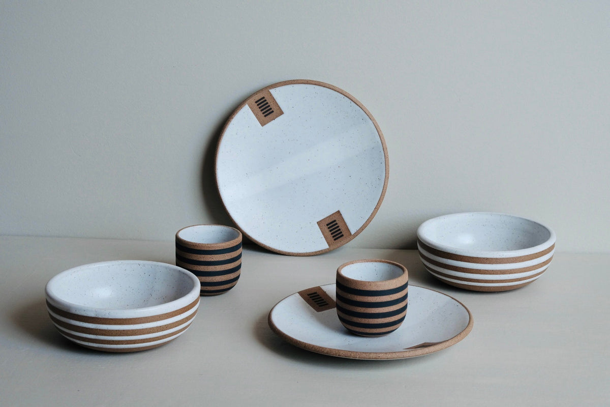 Six-Piece Striped Dinnerware Set for Two