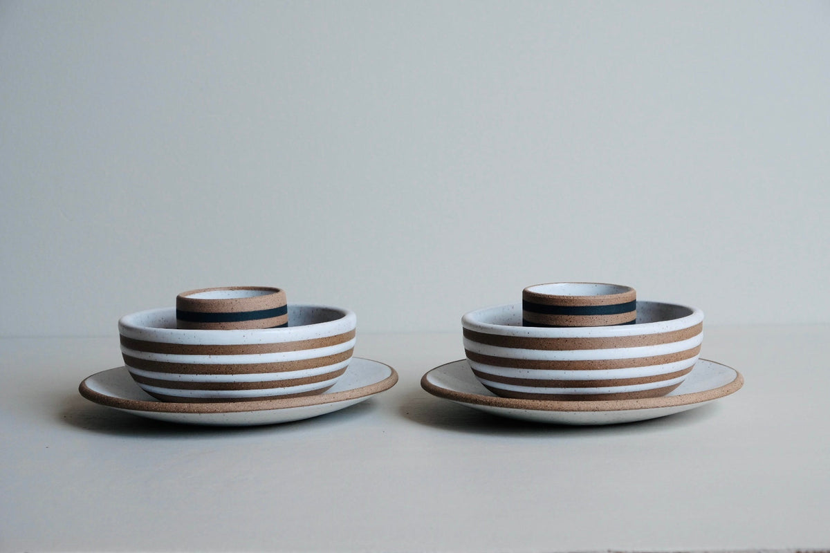 Six-Piece Striped Dinnerware Set for Two