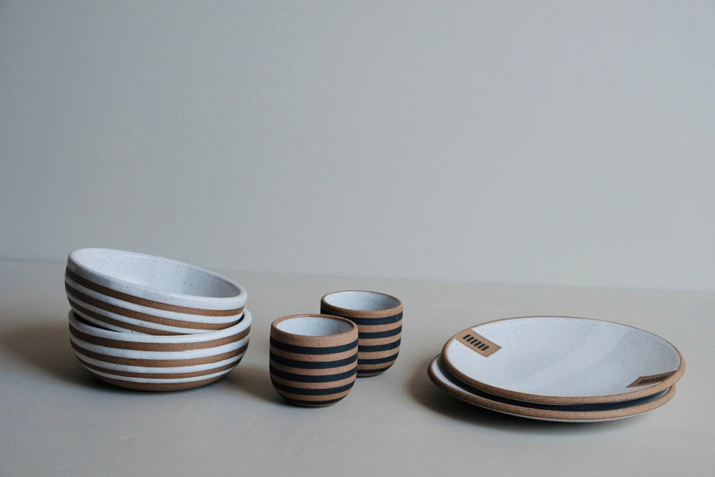Six-Piece Striped Dinnerware Set for Two