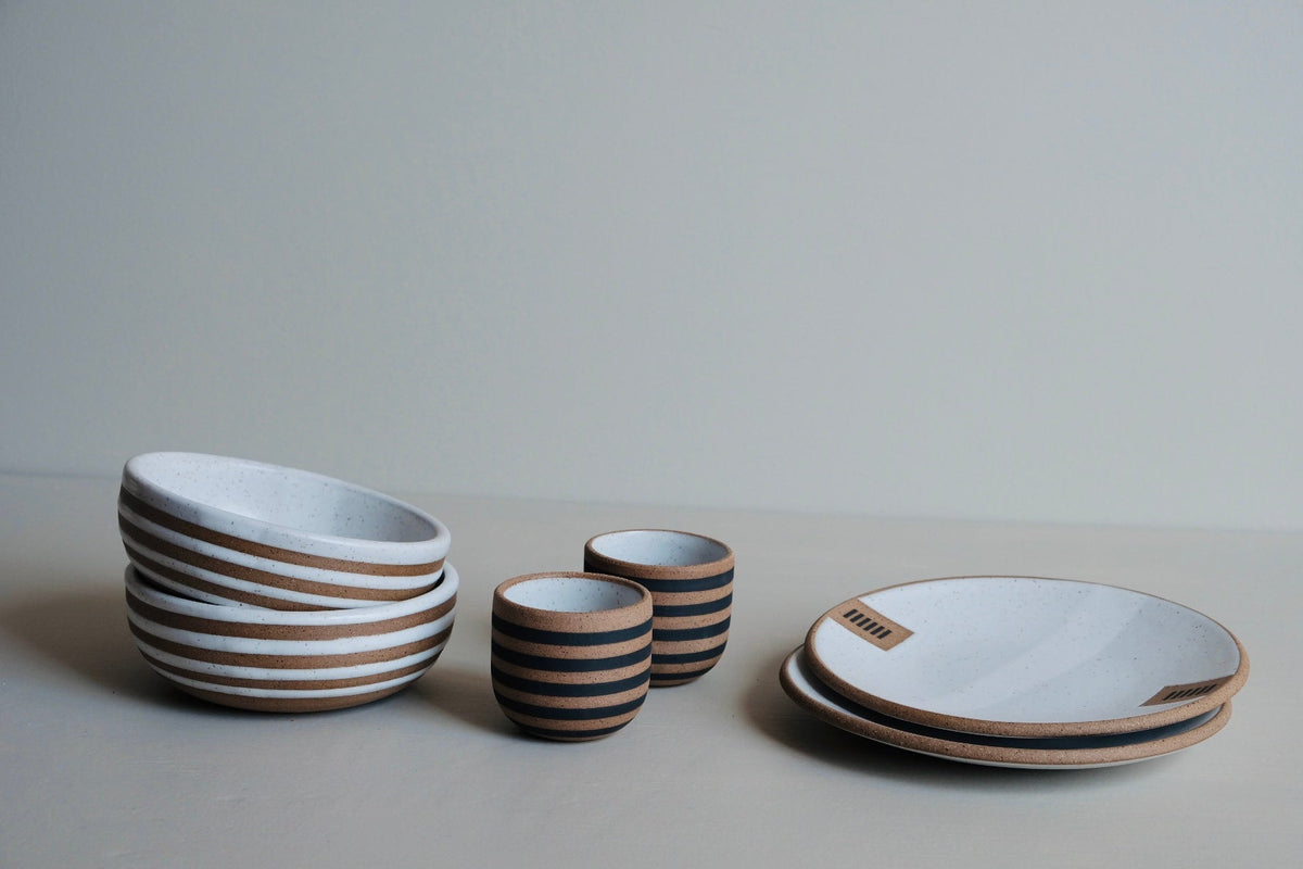 Six-Piece Striped Dinnerware Set for Two